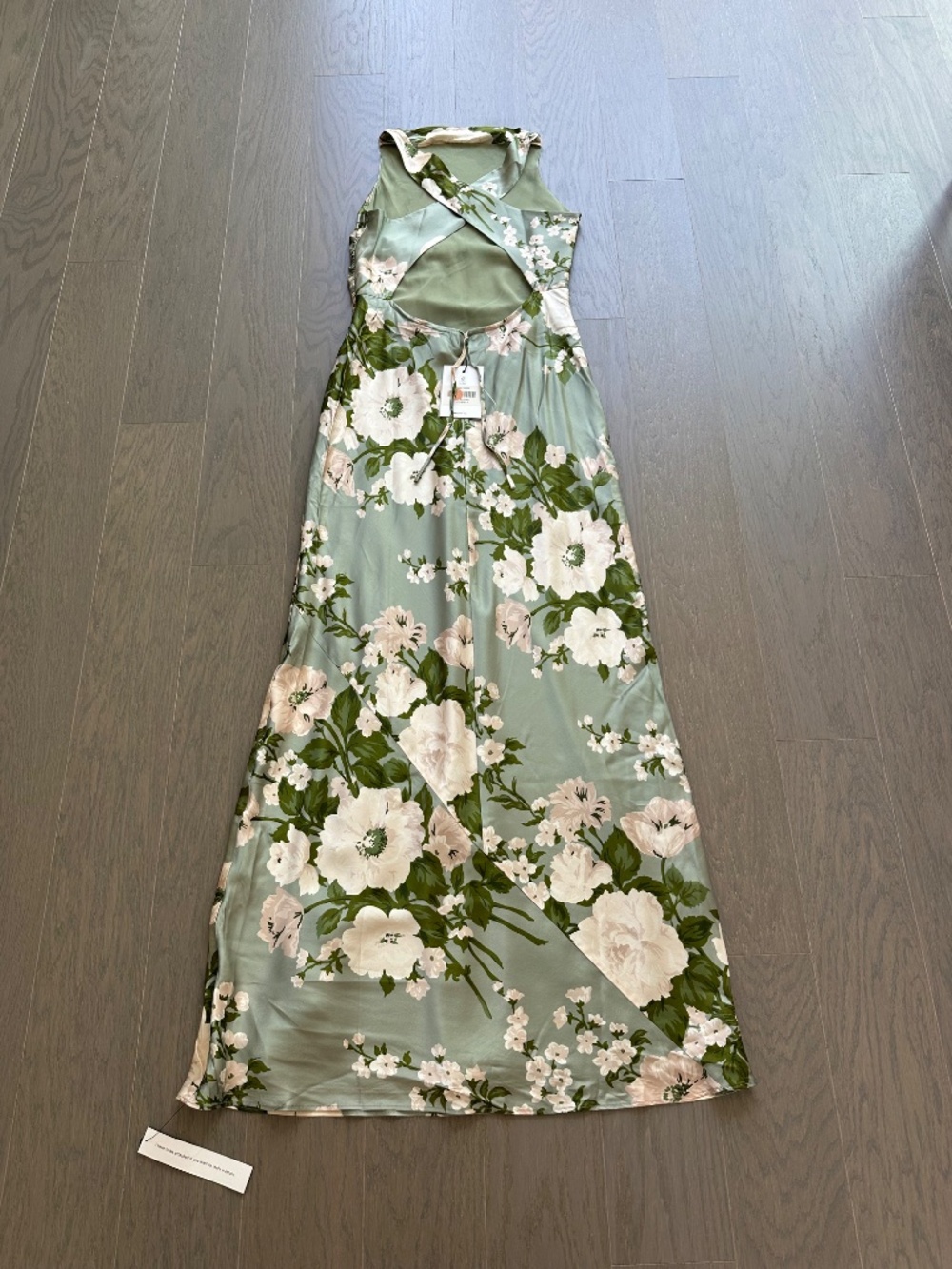 Reformation ANAIIS Silk Maxi Dress Tarragon Green Floral - Size 0 - with tags - Picture 6 of 10
